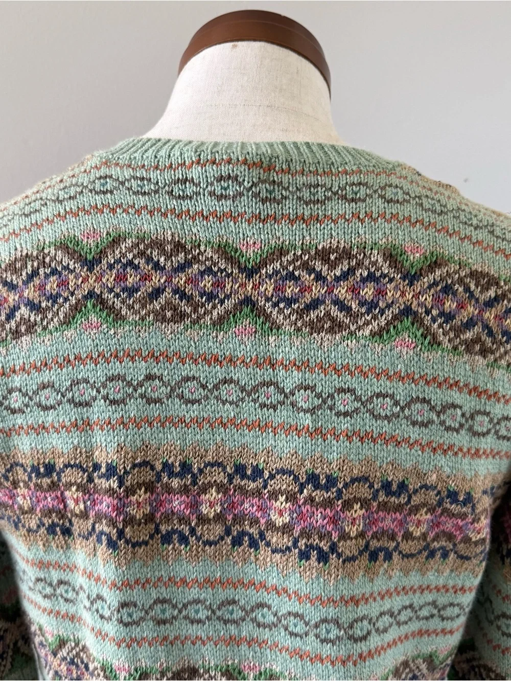 Polo Ralph Lauren Mint Green Fair Isle V-Neck Sweater, L boys (XS men)